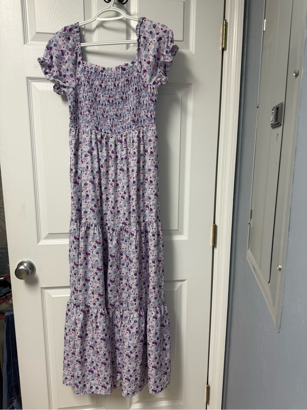 Lavender Floral Smocked Maxi Dress